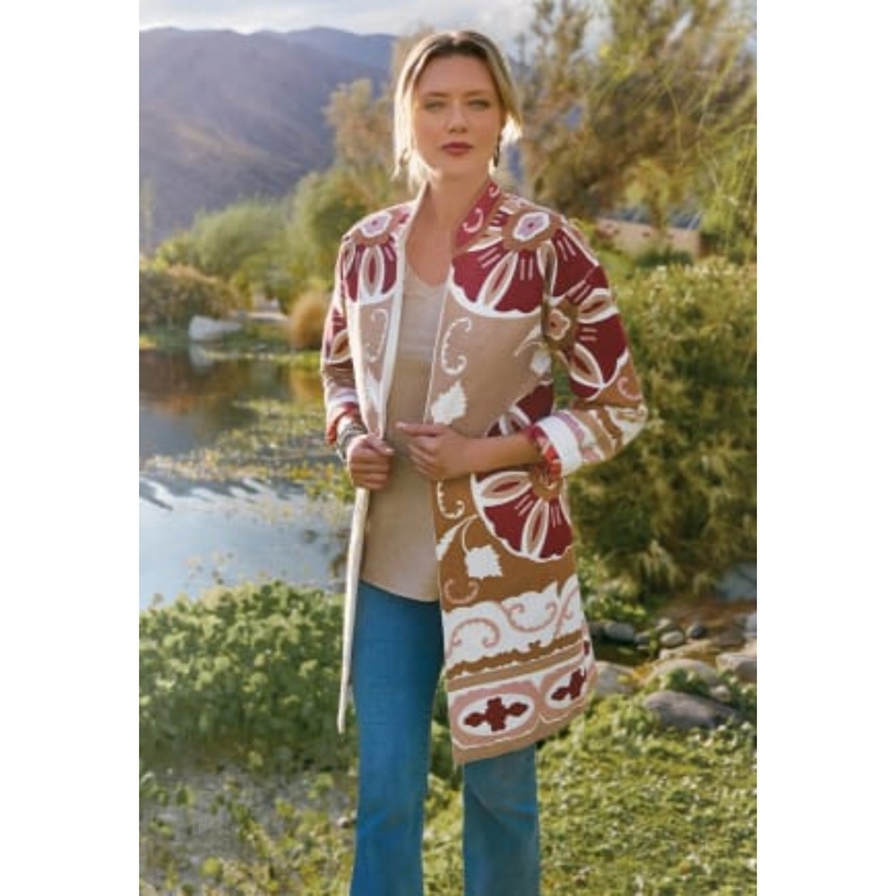 Soft Surroundings Alden Embroidered Duster Jacket size PS